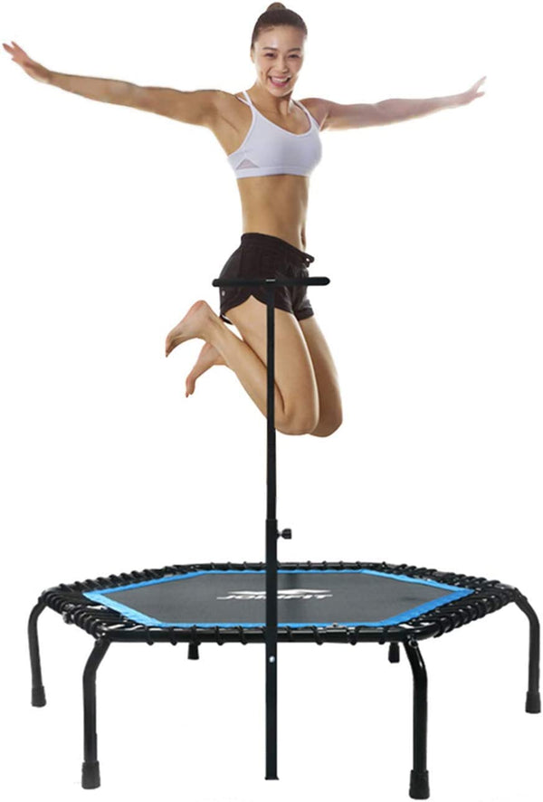 Foldable Mini Trampoline,Fitness Rebounder with Adjustable Foam Handle,Exercise Trampoline for Adults Indoor/Outdoor