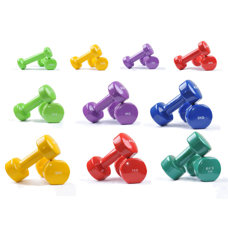 Pair of 0.5kg-8kg Vinyl Coated Dumbbell - iworkout.com.au
