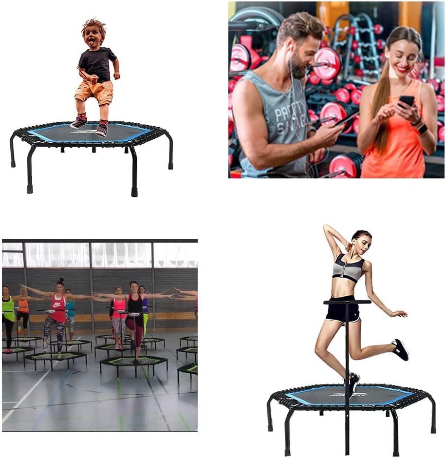 Foldable Mini Trampoline,Fitness Rebounder with Adjustable Foam Handle,Exercise Trampoline for Adults Indoor/Outdoor