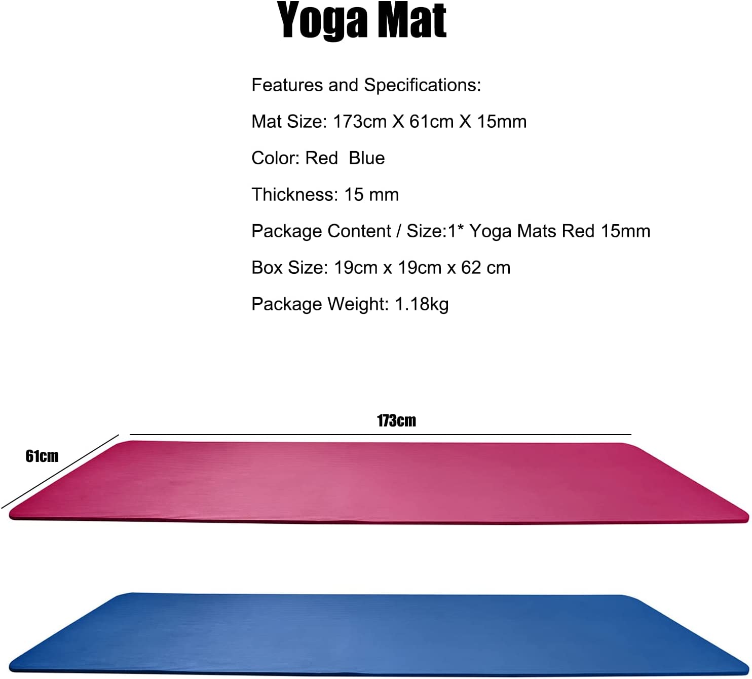 Yoga Mat Red 15mm