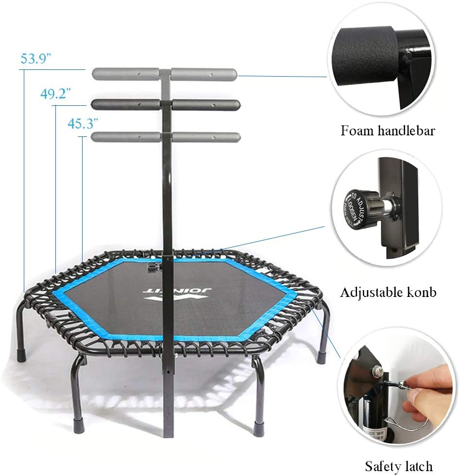 Foldable Mini Trampoline,Fitness Rebounder with Adjustable Foam Handle,Exercise Trampoline for Adults Indoor/Outdoor