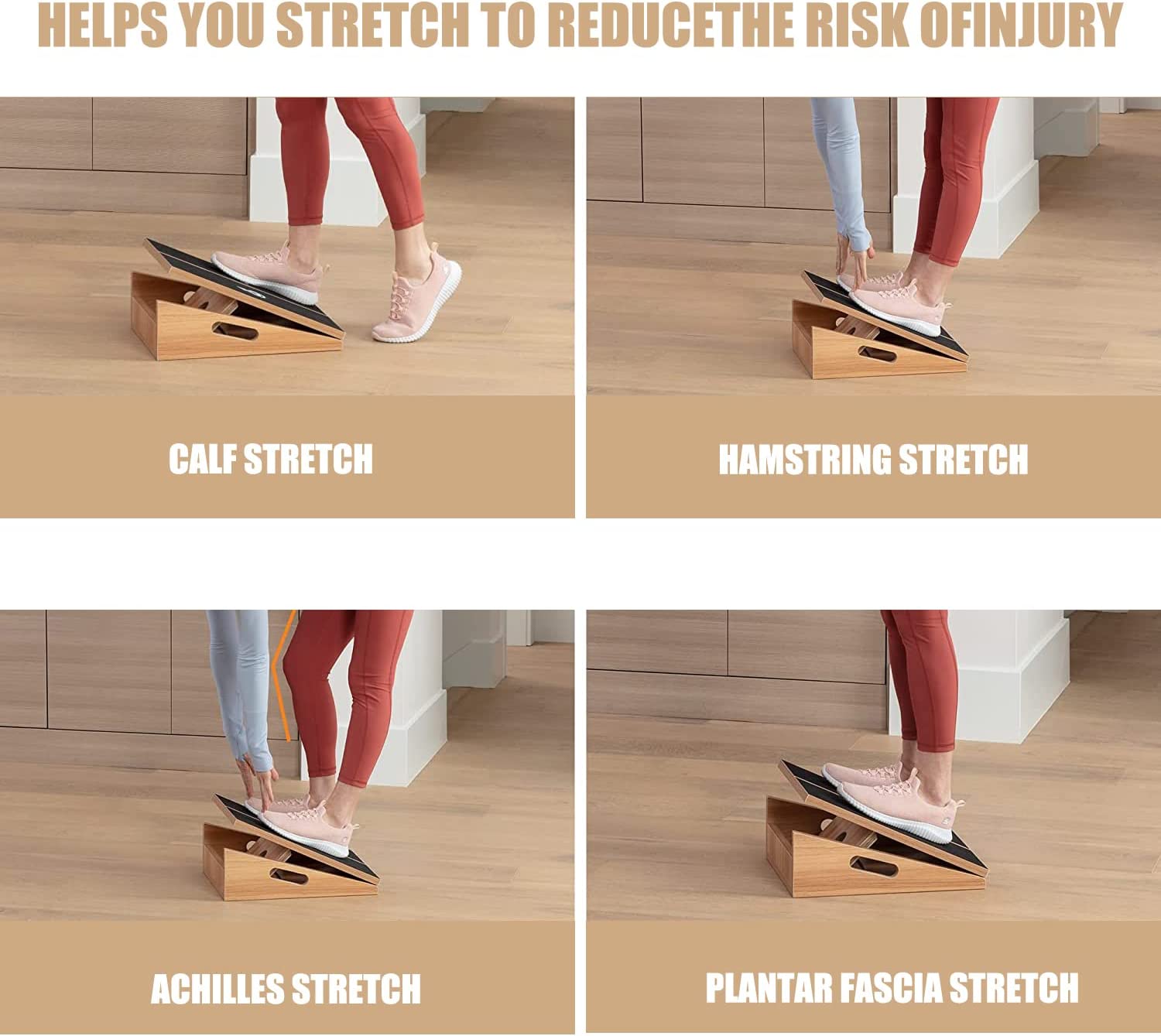 Wooden Slant Board, Adjustable Incline Board and Calf Stretcher, Stretch Board