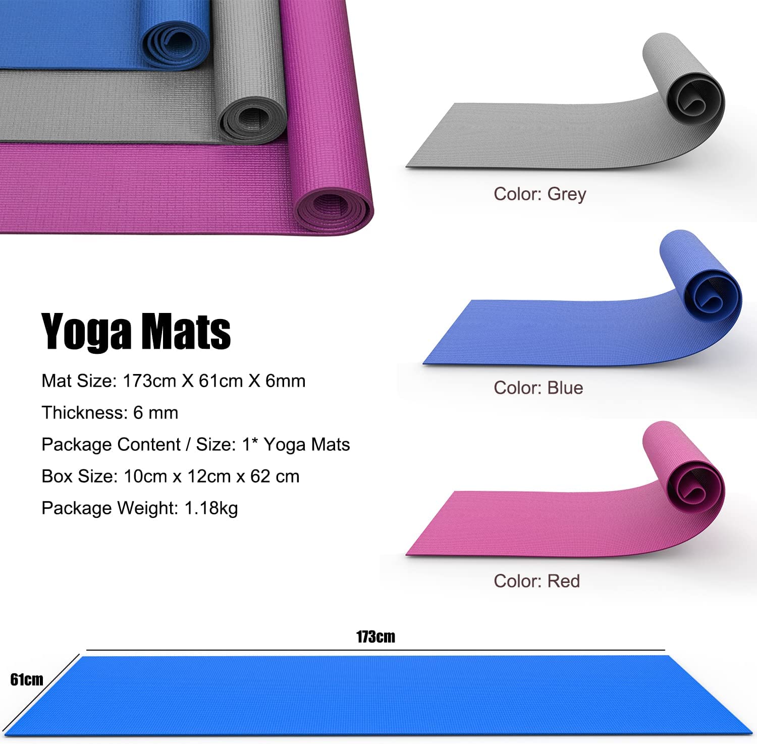 Yoga Mats Grey 6mm