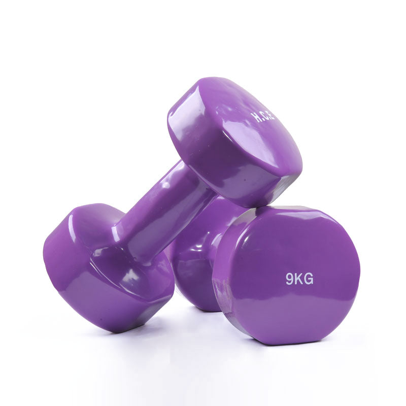 Pair of 9kg Vinyl Coated Dumbbell - iworkout.com.au