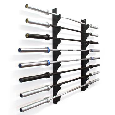 6 ROW BARBELL WALL MOUNT RACK STORAGE HOLDER STAND | GYM WEIGHTS OLYMPIC PLATES - iworkout.com.au