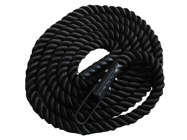 Nylon Climbing Rope 7M 1.5 Inch Diameter with Metal Clamp and Poly Ends - iworkout.com.au