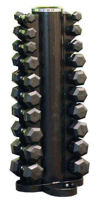 1-10kg Rubber Hexagonal Dumbbell Set With Vertical Rack - iworkout.com.au