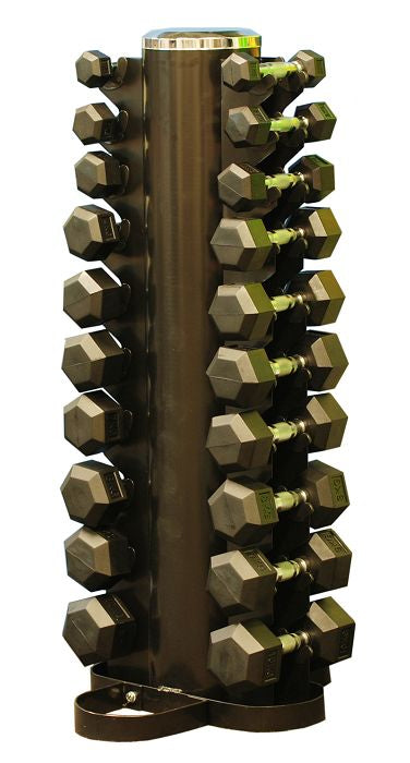 1-10kg Rubber Hexagonal Dumbbell Set With Vertical Rack - iworkout.com.au