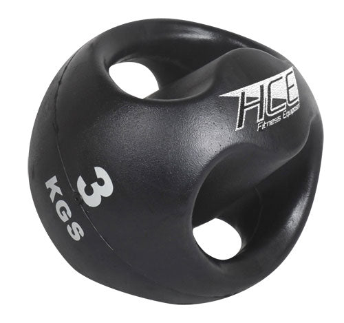 3Kg Double Grip Handles Medicine Ball - iworkout.com.au