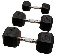 Pair of 50kg Rubber Hex Dumbbells - iworkout.com.au