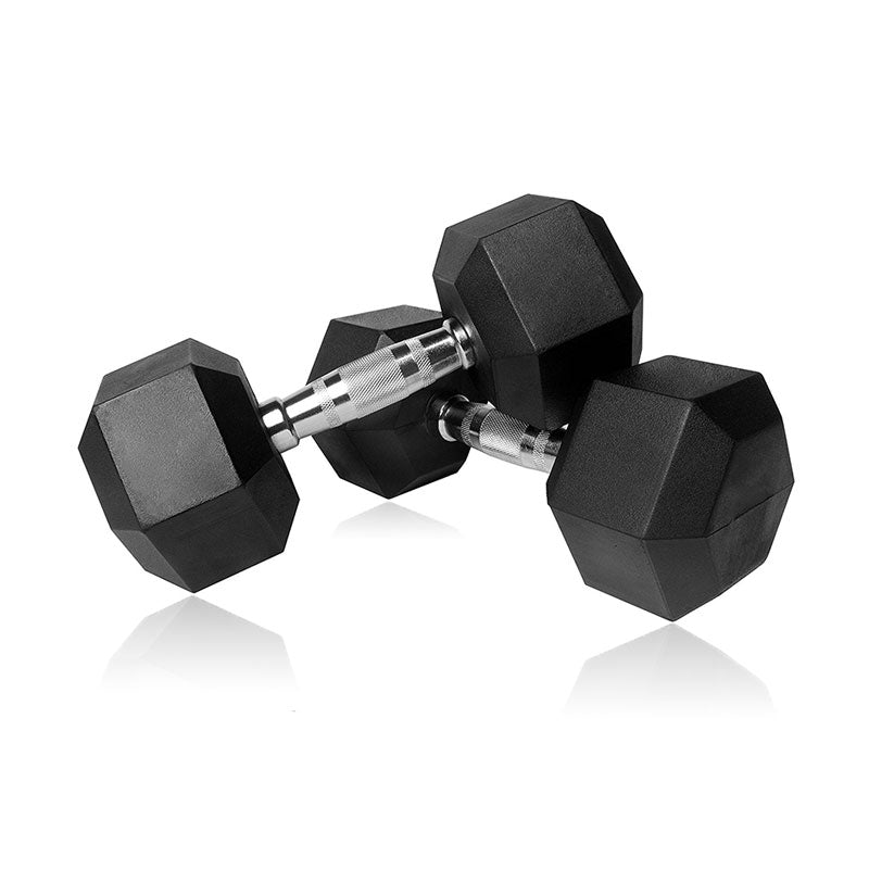 Pair of 55kg Rubber Hex Dumbbells - iworkout.com.au