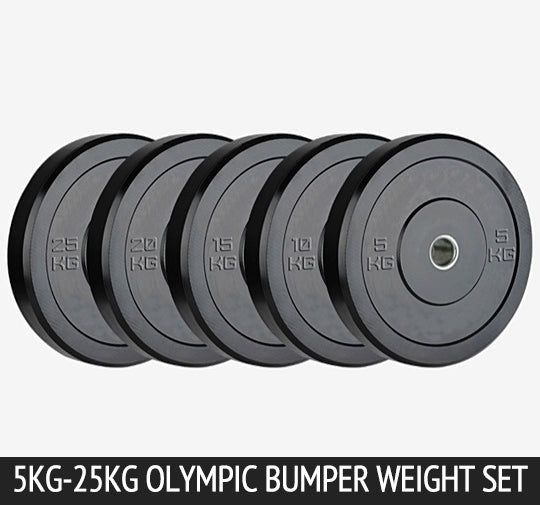 150kg Crossfit Black Olympic Bumper Plate Weight Set